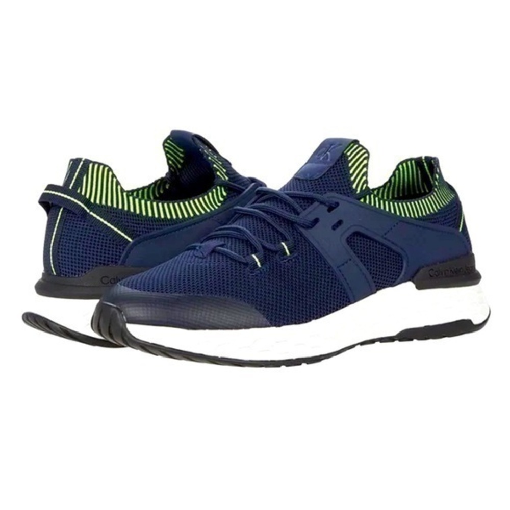 Calvin Klein Aleah Athletic Training Sneaker Navy/Neon Green Preowned Size